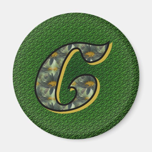 Monogrammed Initiaal C Black Daisies Magnet (Voorkant)