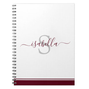 Monogrammed Initiaal Elegant Script Burgundy Notitieboek