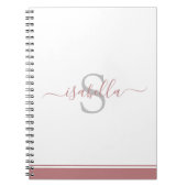 Monogrammed Initiaal Elegant Script Dusty Roos Notitieboek (Voorkant)
