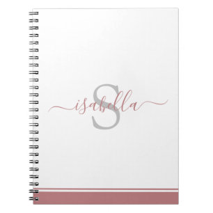 Monogrammed Initiaal Elegant Script Dusty Roos Notitieboek