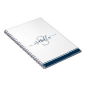 Monogrammed Initiaal Elegant Script Navy Blue Notitieboek (Rechterzijde)