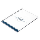Monogrammed Initiaal Elegant Script Navy Blue Notitieboek (Linkerzijde)