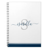 Monogrammed Initiaal Elegant Script Navy Blue Notitieboek (Voorkant)