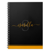 Monogrammed Initiaal Elegant Script Oranje Notitieboek (Voorkant)