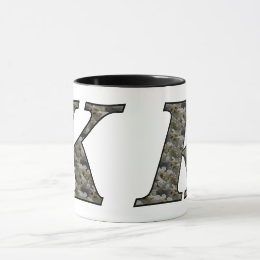 Monogrammed Initiaal K Hydrangea Floral Mok (Midden)