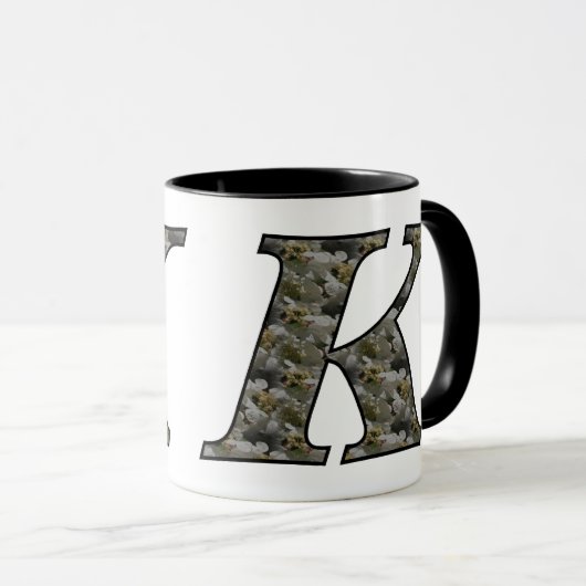 Monogrammed Initiaal K Hydrangea Floral Mok (Voorkant rechts)