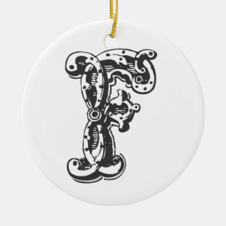 Monogrammed Initiaal Letter F Kerstversiering - Keramisch Ornament