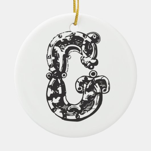 Monogrammed Initiaal Letter G Kerstmis Ornament - (Voorkant)