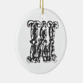 Monogrammed Initiaal Letter W Kerstannament - Keramisch Ornament (Rechts)