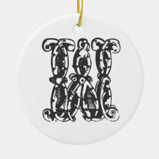 Monogrammed Initiaal Letter W Kerstannament - Keramisch Ornament