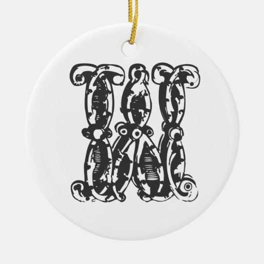 Monogrammed Initiaal Letter W Kerstannament - Keramisch Ornament (Voorkant)