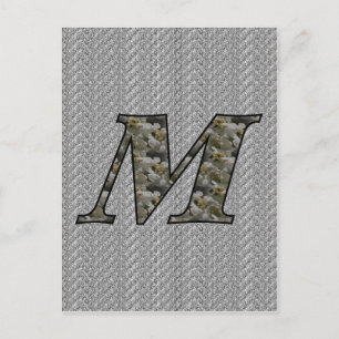 Monogrammed Initiaal M Hydrangea Floral Briefkaart