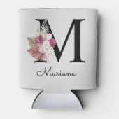 Monogrammed Initiaal M Pink Boho Floral Blikjeskoeler (Voorkant)