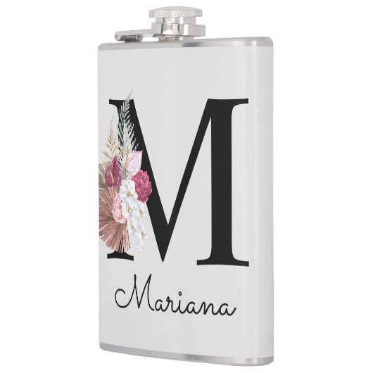 Monogrammed Initiaal M Pink Boho Floral Heupfles (Links)