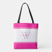 Monogrammed Initiaal Magenta Hot Pink Tote Bag (Achterkant)