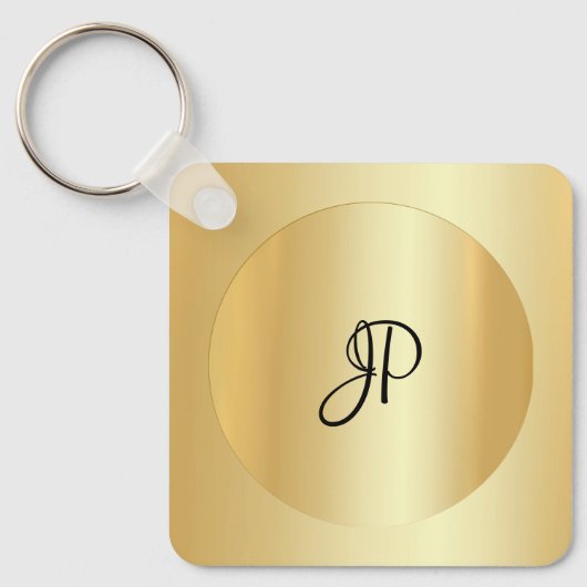 Monogrammed Initiaal naam Faux Gold  Sleutelhanger (Voorkant)