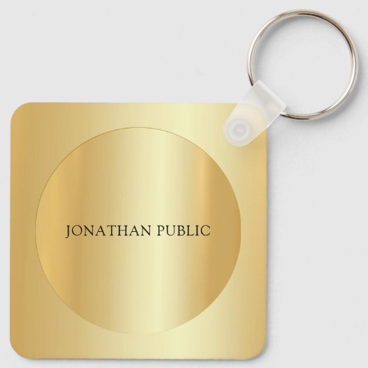 Monogrammed Initiaal naam Faux Gold  Sleutelhanger (Achterkant)