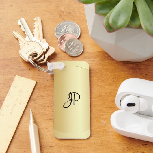 Monogrammed Initiaal naam Faux Gold Trendy Sleutelhanger (Bureau)