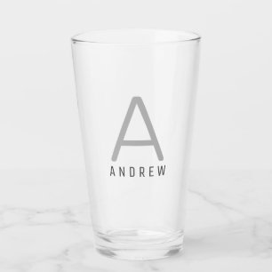 Monogrammed Initiaal Name Simple Modern Pint Glas