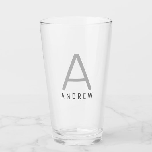 Monogrammed Initiaal Name Simple Modern Pint Glas (Voorkant)