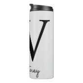 Monogrammed Initiaal W Pink Boho Girly Floral Thermosbeker (Geroteerd rechts)