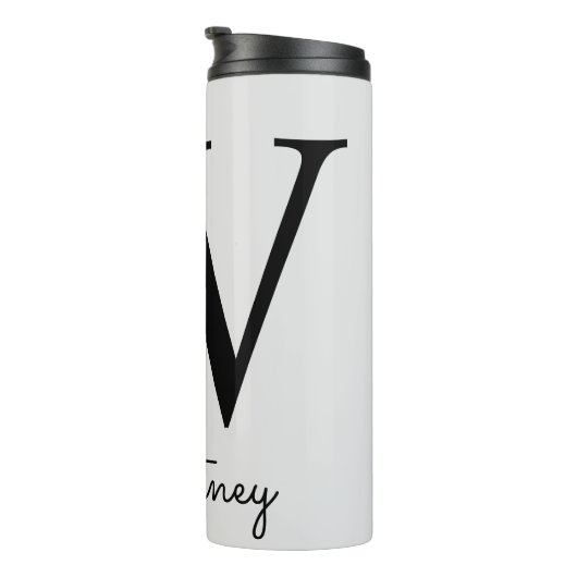 Monogrammed Initiaal W Pink Boho Girly Floral Thermosbeker (Geroteerd rechts)