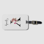 Monogrammed Initiaal Y Pink Boho Floral Bagagelabel (Voorkant (horizontaal))