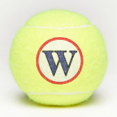 Monogrammed Initiaal Zwart Rood Tennisballen (Voorkant)