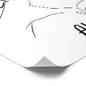 Monogrammed Initialen Love Heart Line Art Tekening Poster (Hoek)