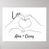 Monogrammed Initialen Love Heart Line Art Tekening Poster (Voorkant)
