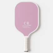 Monogrammed Initialen Naam Minimalist Roze & Wit Pickleball Paddle (Achterkant)