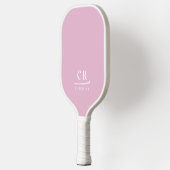 Monogrammed Initialen Naam Minimalist Roze & Wit Pickleball Paddle (Links)