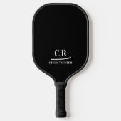 Monogrammed Initialen Naam Minimalist Zwart & Wit Pickleball Paddle (Voorkant)