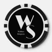 Monogrammed Initialen Naam Zwart en Wit Spelen Poker Chips (Voorkant)