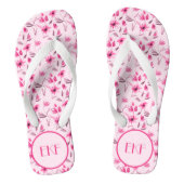 Monogrammed Initialen Pink Floral Women's Teenslippers (Voetbed)