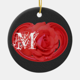 Monogrammed Initialen Roos Floral Ornament