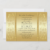 Monogrammed Invitation Black and Gold Floral Kaart (Achterkant)