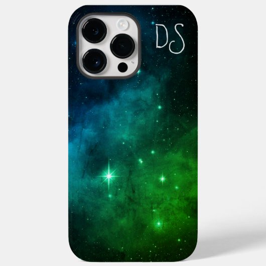 Monogrammed iPhone 14 Pro Max hoesje bloemen (Achterkant)