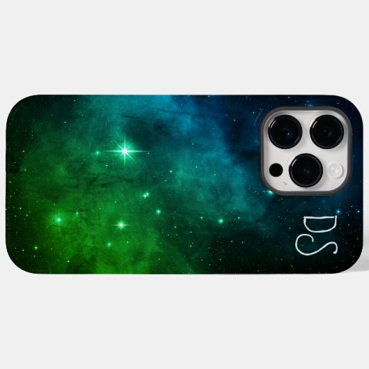 Monogrammed iPhone 14 Pro Max hoesje bloemen (Achterkant (horizontaal))