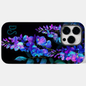 Monogrammed iPhone 14 Pro Max hoesje bloemen (Achterkant (horizontaal))