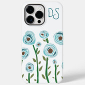 Monogrammed iPhone 14 Pro Max hoesje bloemen (Achterkant)