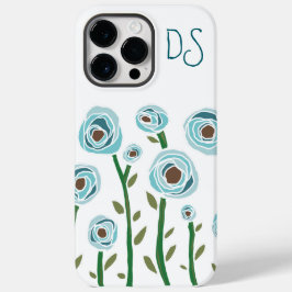 Monogrammed iPhone 14 Pro Max hoesje bloemen