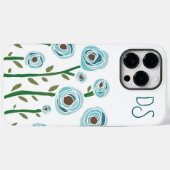 Monogrammed iPhone 14 Pro Max hoesje bloemen (Achterkant (horizontaal))