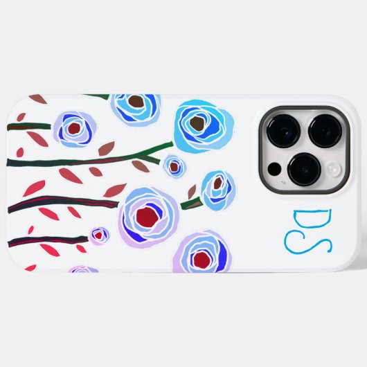 Monogrammed iPhone 14 Pro Max hoesje bloemen (Achterkant (horizontaal))