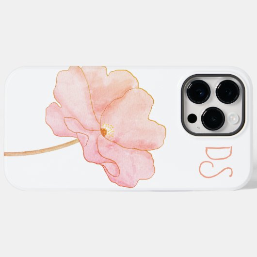 Monogrammed iPhone 14 Pro Max hoesje bloemen (Achterkant (horizontaal))