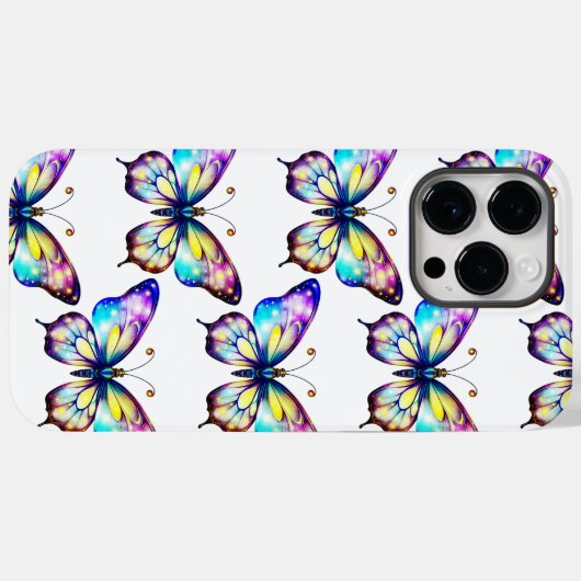 Monogrammed iPhone 14 Pro Max hoesje vlinder (Achterkant (horizontaal))