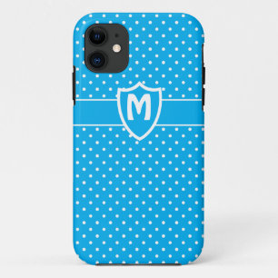Monogrammed iPhone 5 Hoesje, Turquoise polka stipp Case-Mate iPhone Case