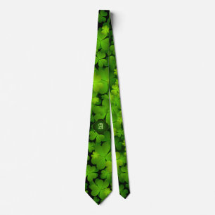 Monogrammed Irish Shamrock Dubbelzijdig Stropdas