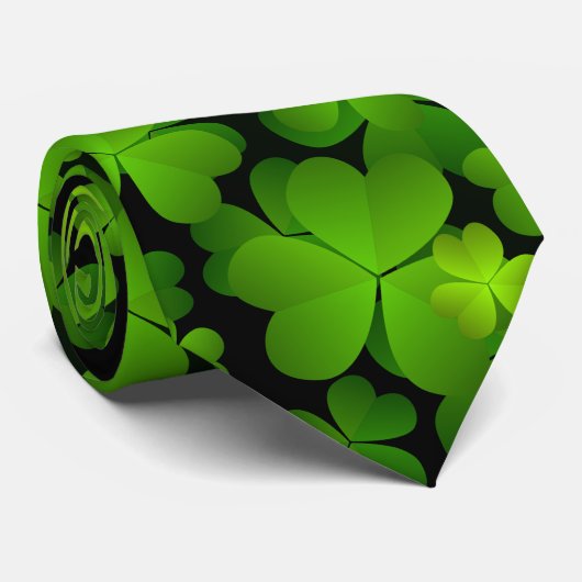 Monogrammed Irish Shamrock Dubbelzijdig Stropdas (Opgerold)