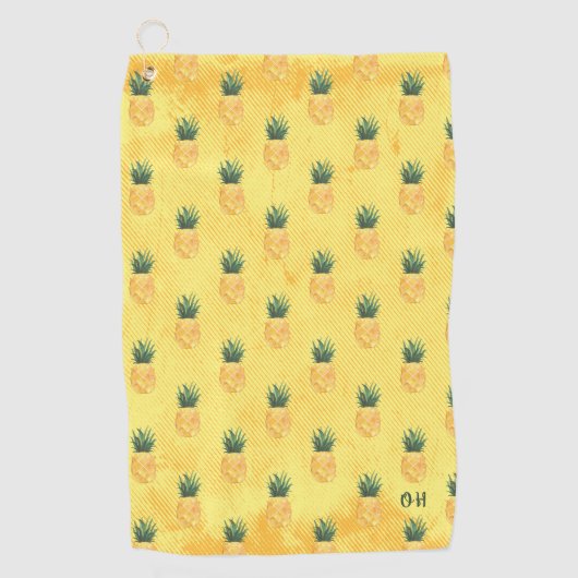 Monogrammed Island Beach Pineapple Golfhanddoek (Voorkant)